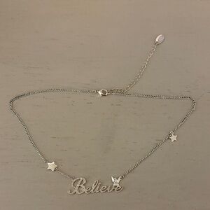 Disney Silver 'Believe' Necklace with Star Charms